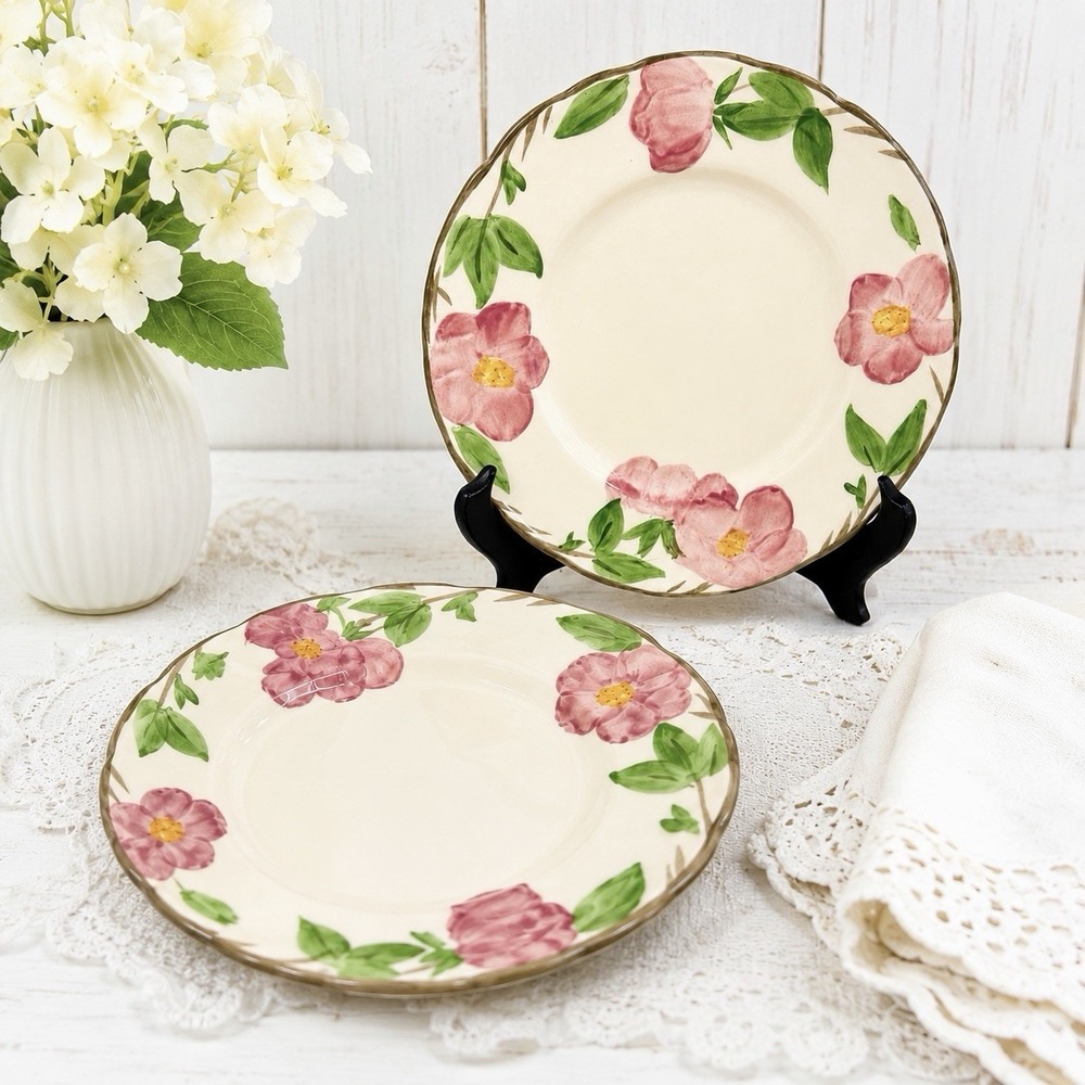 VTG Franciscan Desert Rose Salad Plates 7.75" Made in England Floral Set of 2